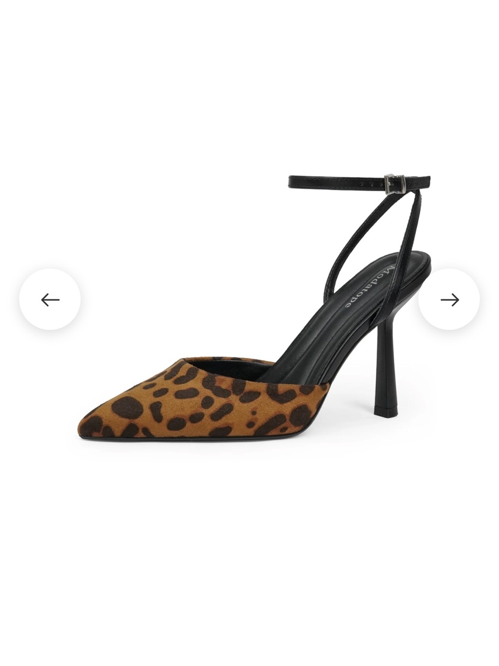 Leopard Print Pointed Toe Ankle-Strap Heels - Black/Brown Sz 8.5